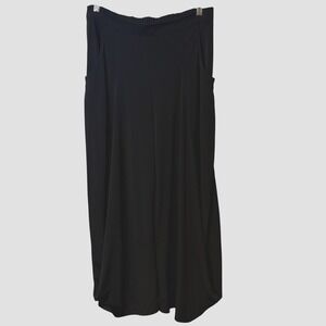 KOZAN‎ Black Wide Leg Cropped Gaucho Pants Elastic Waist Pockets Women's Size S